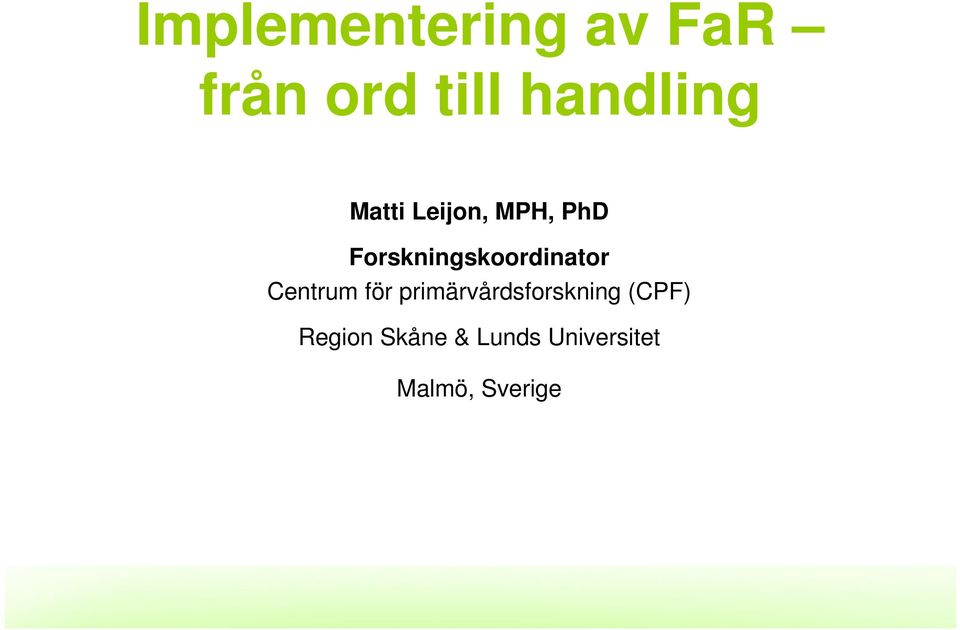 Forskningskoordinator Centrum för