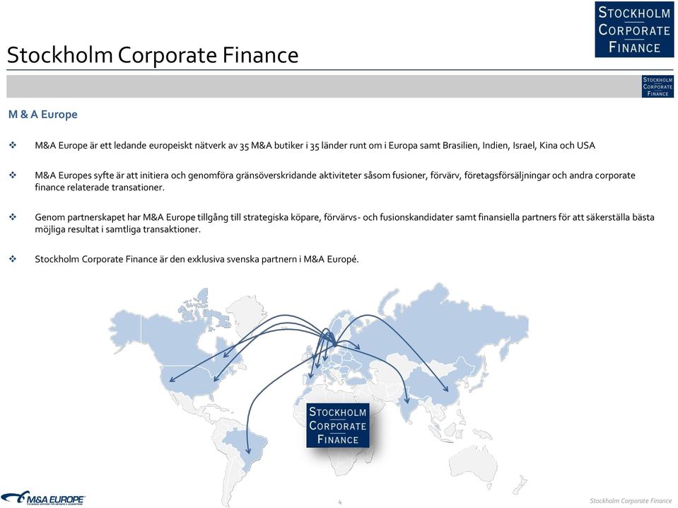 corporate finance relaterade transationer.