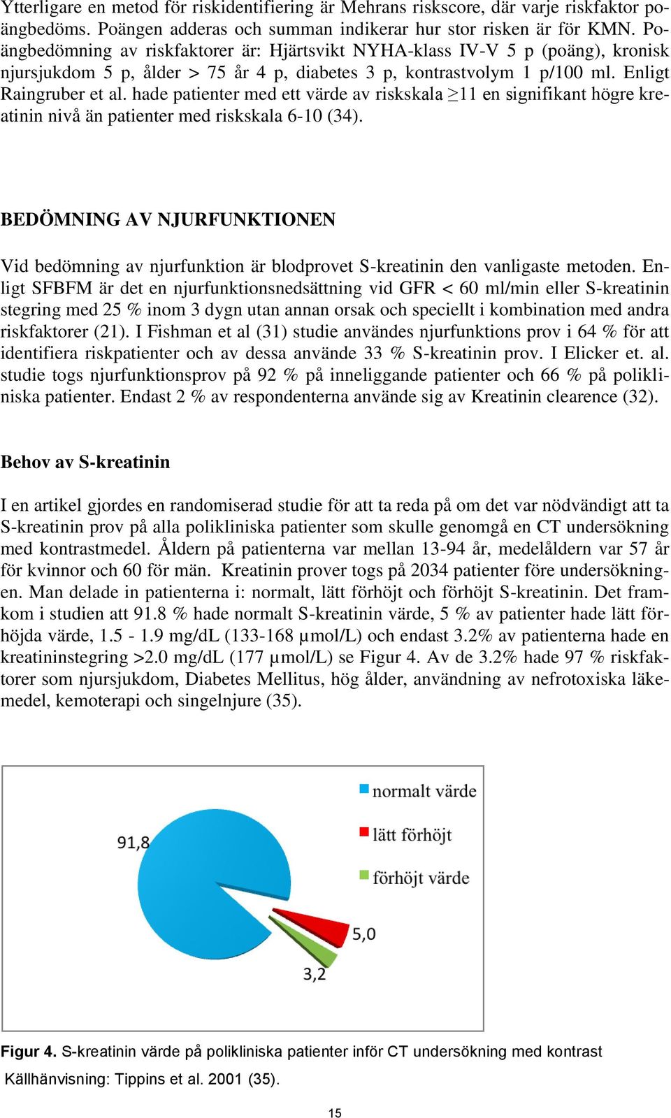 hade patienter med ett värde av riskskala 11 en signifikant högre kreatinin nivå än patienter med riskskala 6-10 (34).