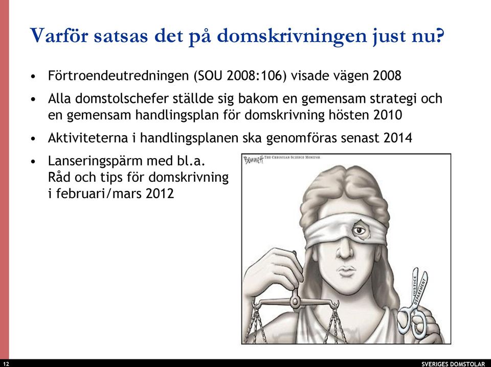 en gemensam strategi och en gemensam handlingsplan för domskrivning hösten 2010 Aktiviteterna
