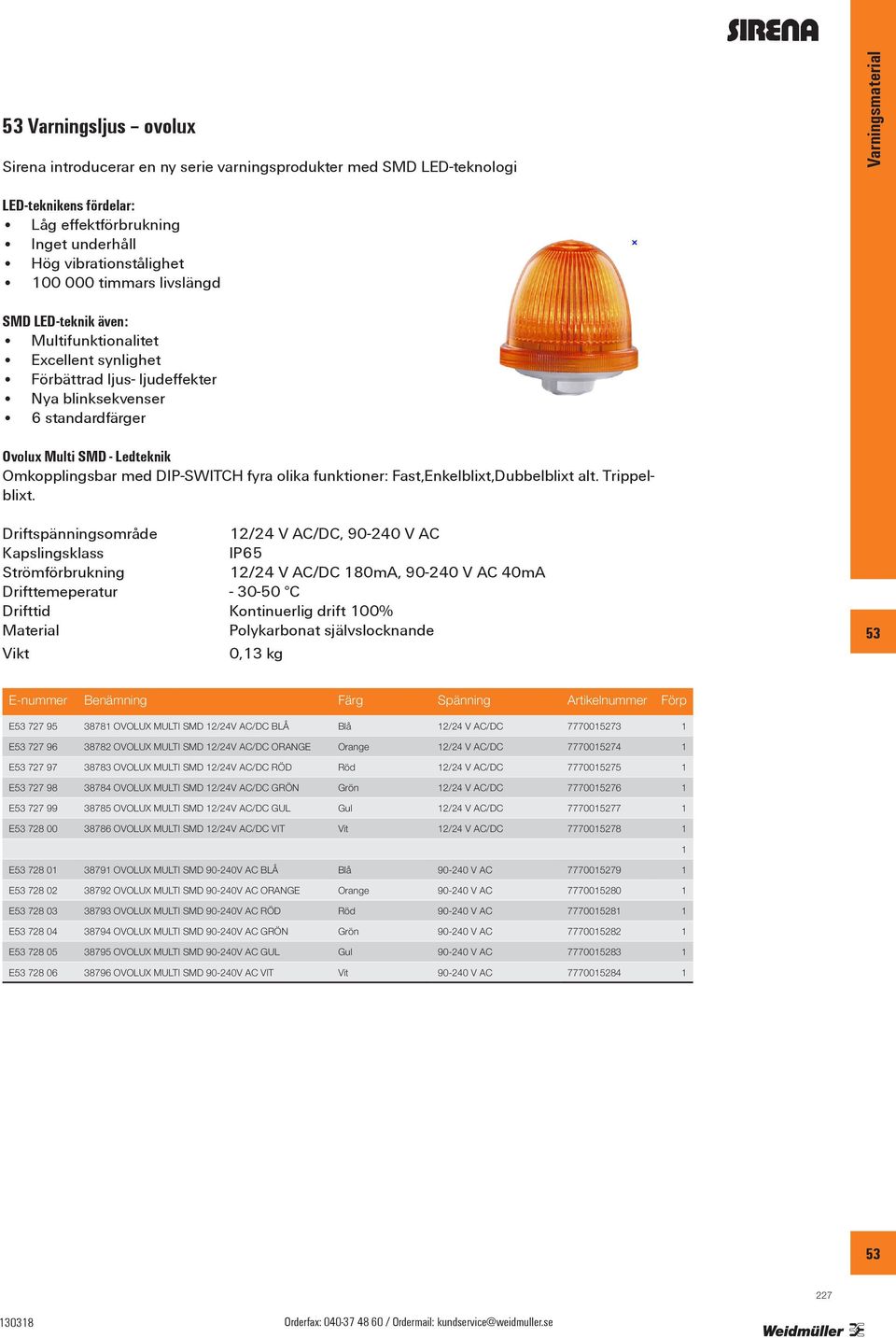 DIP-SWITCH fyra olika funktioner: Fast,Enkelblixt,Dubbelblixt alt. Trippelblixt.