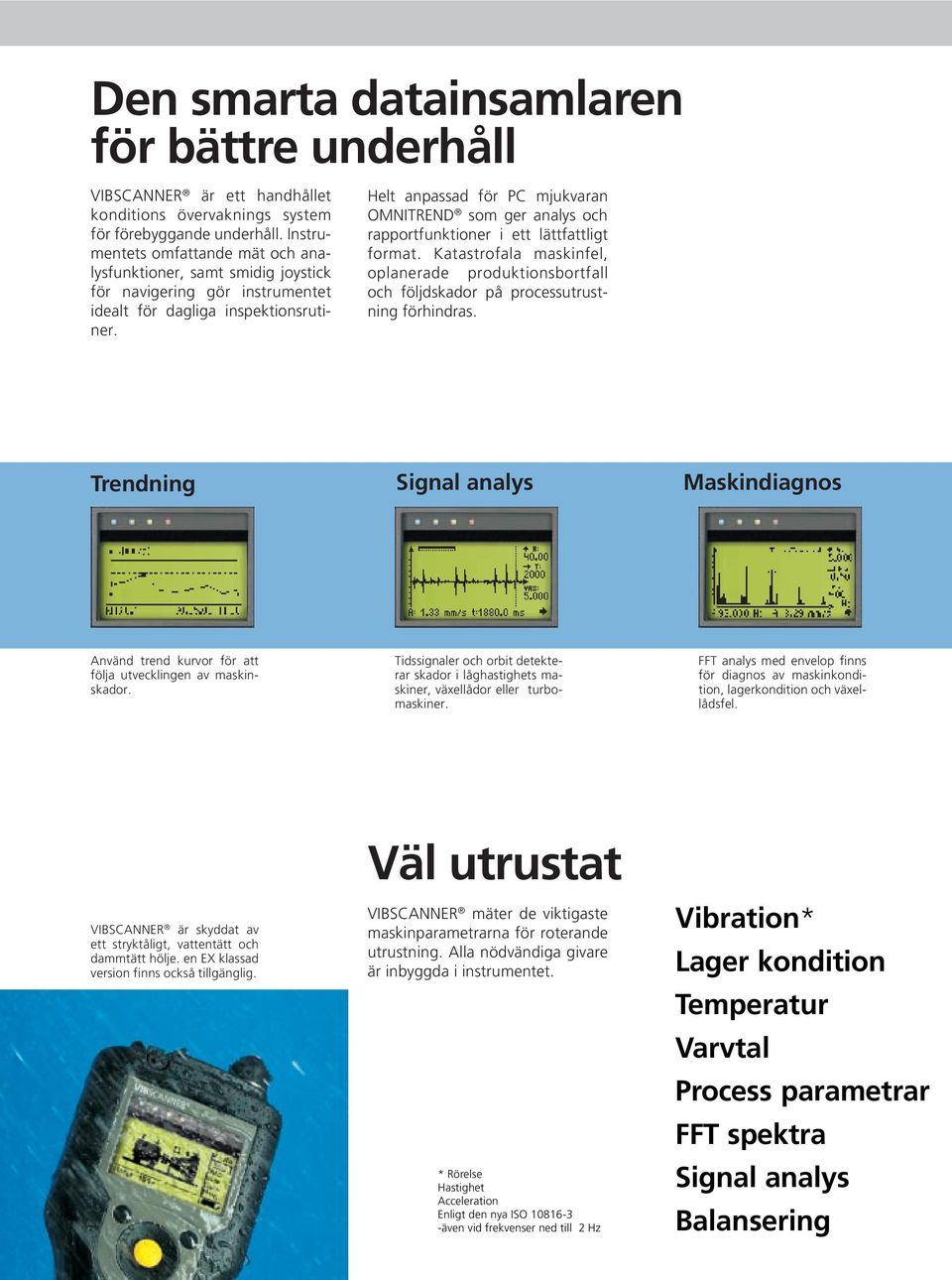 Helt anpassad för PC mjukvaran OMNITREND som ger analys och rapportfunktioner i ett lättfattligt format.