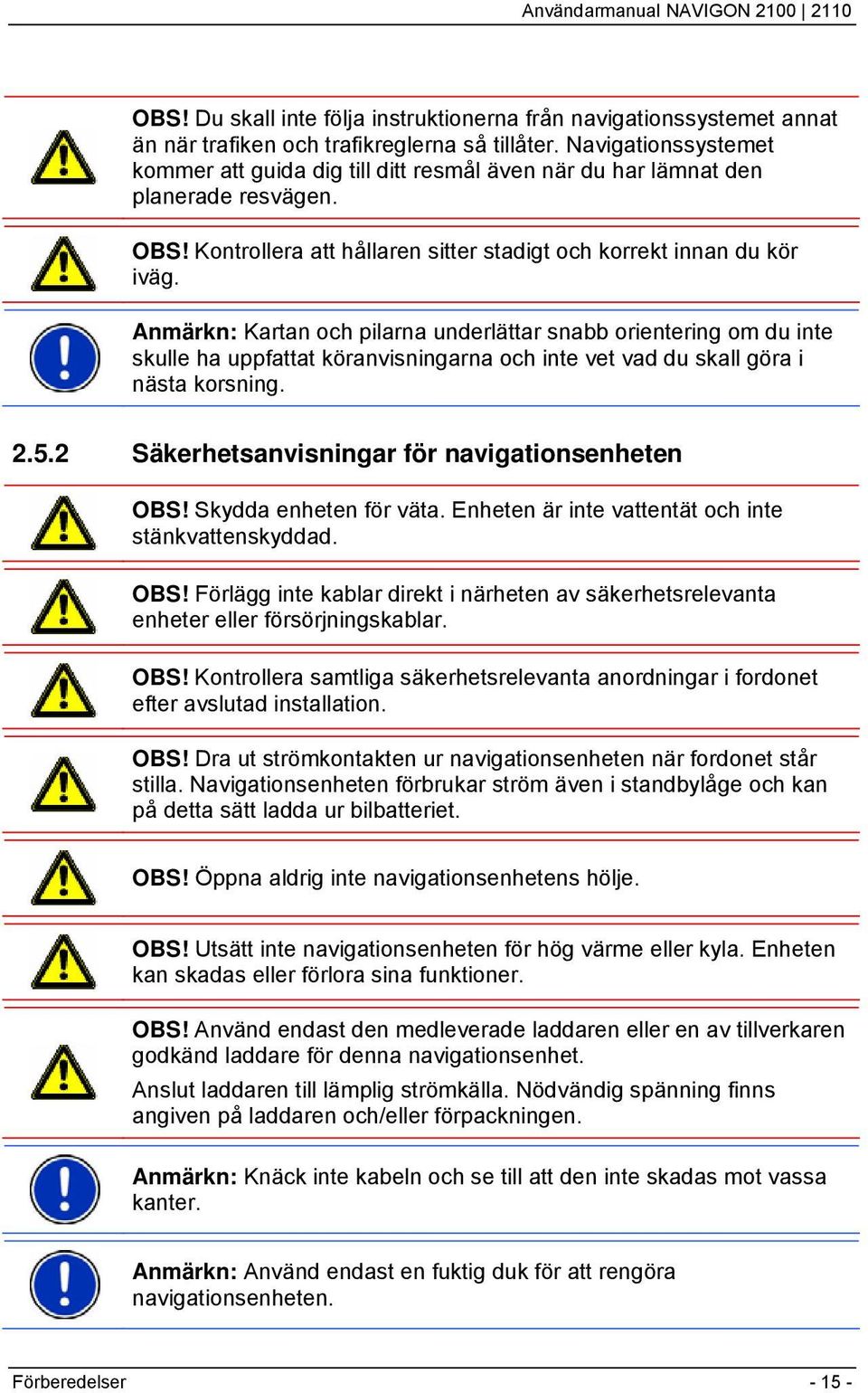 Anmärkn: Kartan och pilarna underlättar snabb orientering om du inte skulle ha uppfattat köranvisningarna och inte vet vad du skall göra i nästa korsning. 2.5.