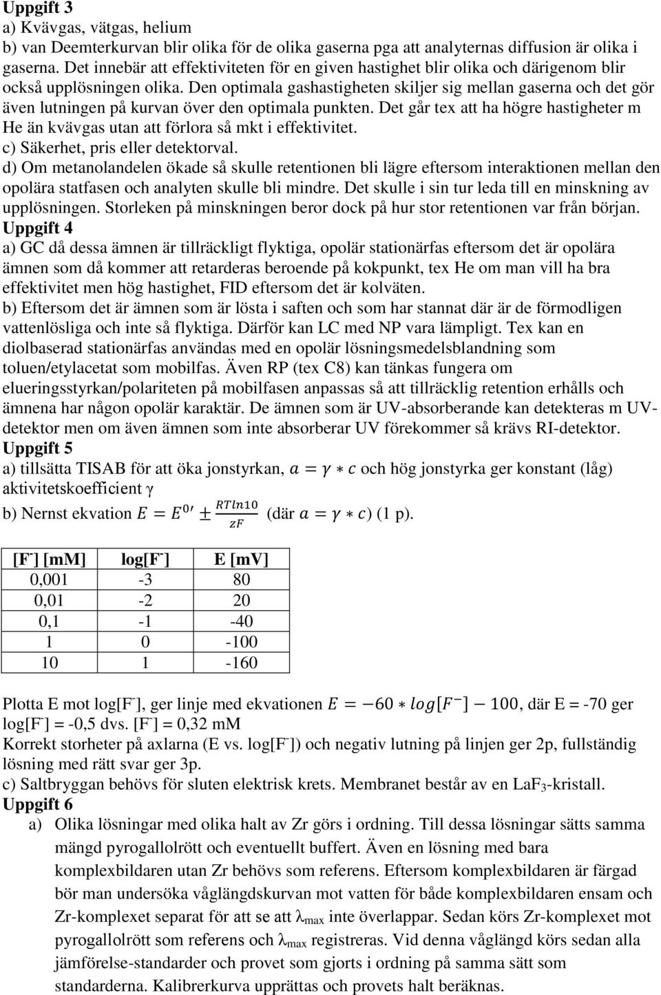 Den optimala gashastigheten skiljer sig mellan gaserna och det gör även lutningen på kurvan över den optimala punkten.