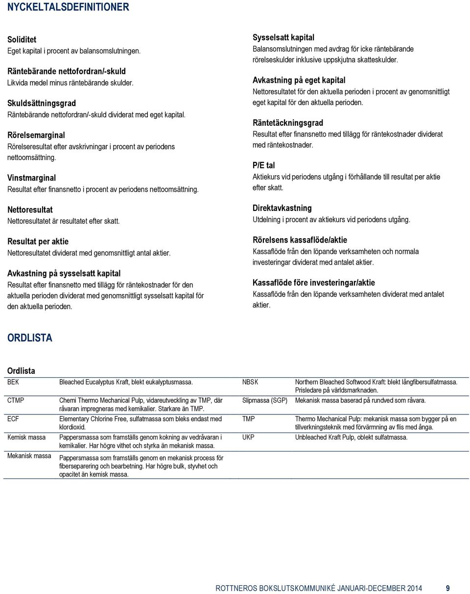 Vinstmarginal Resultat efter finansnetto i procent av periodens nettoomsättning. Nettoresultat Nettoresultatet är resultatet efter skatt.