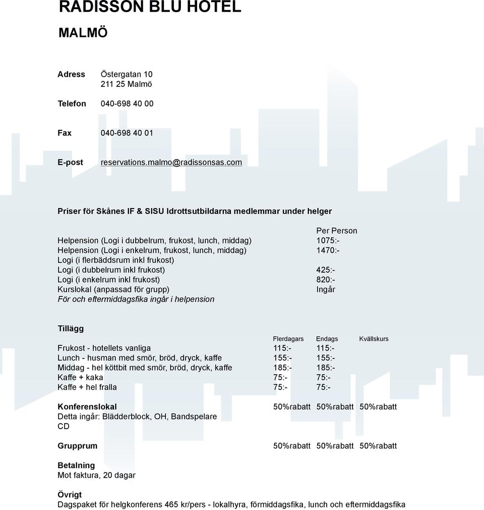 com 1075:1470:- För och eftermiddagsfika ingår i helpension 425:820:Ingår 115:155:185:75:75:-