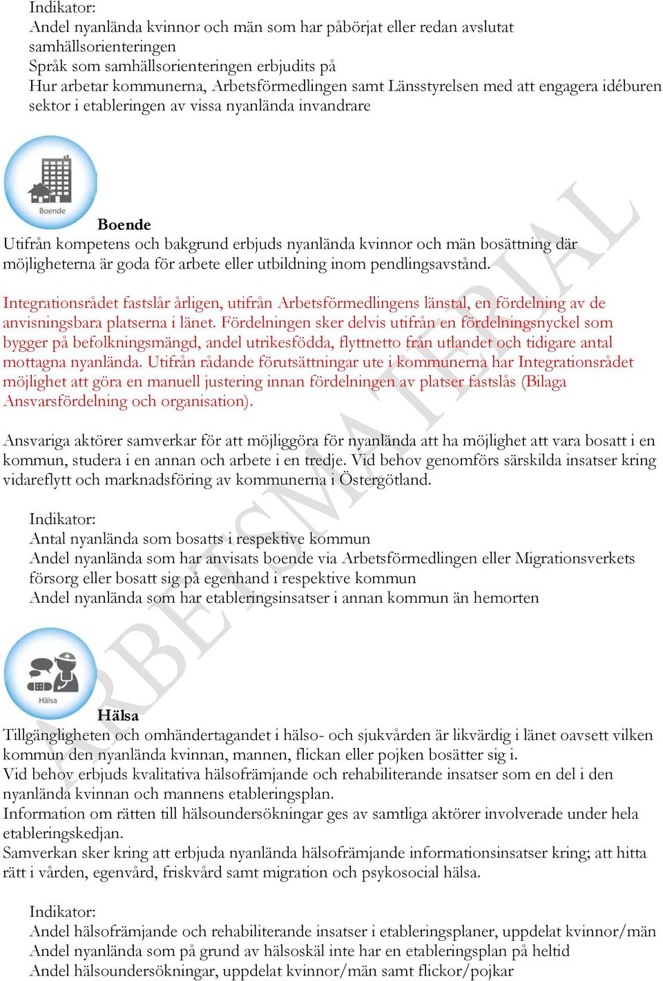 goda för arbete eller utbildning inom pendlingsavstånd. Integrationsrådet fastslår årligen, utifrån Arbetsförmedlingens länstal, en fördelning av de anvisningsbara platserna i länet.