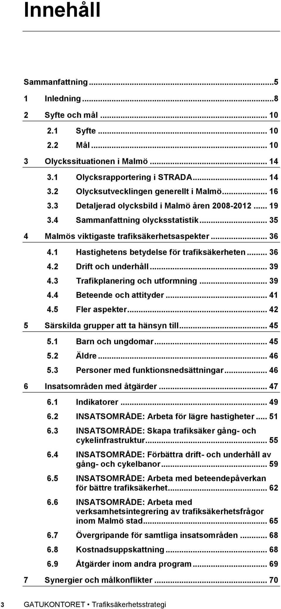 .. 36 4.2 Drift och underhåll... 39 4.3 Trafikplanering och utformning... 39 4.4 Beteende och attityder... 41 4.5 Fler aspekter... 42 5 Särskilda grupper att ta hänsyn till... 45 5.