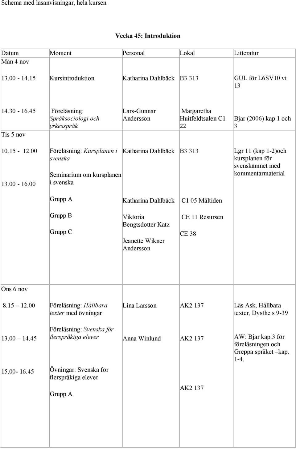 00 Föreläsning: Kursplanen i svenska Seminarium om kursplanen i svenska Lgr 11 (kap 1-2)och kursplanen för svenskämnet med kommentarmaterial Grupp C Jeanette Wikner C1 05 Måltiden CE 11 Resursen CE