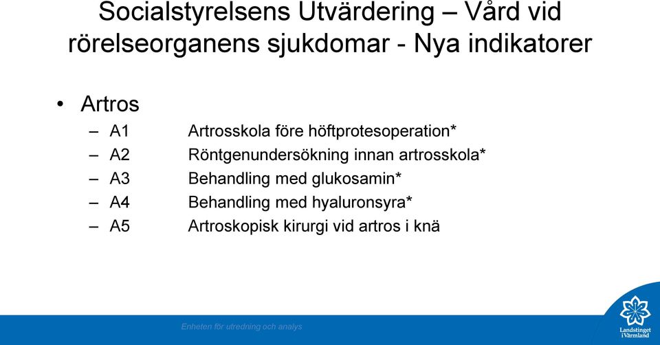 Röntgenundersökning innan artrosskola* A3 Behandling med glukosamin* A4