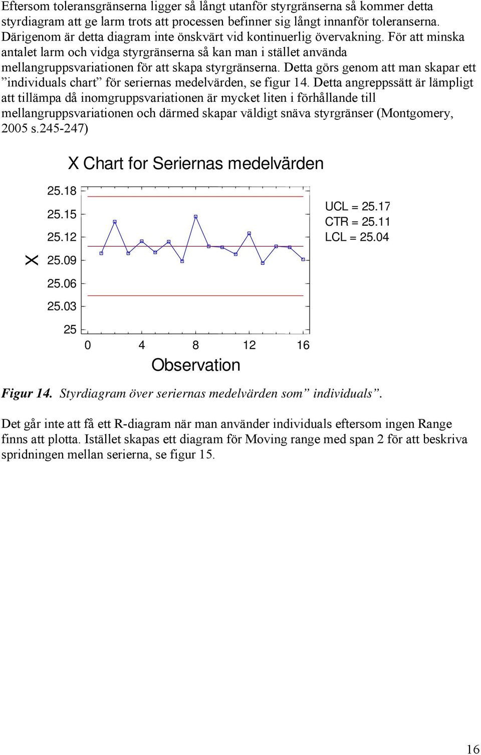 För att minska antalet larm och vidga styrgränserna så kan man i stället använda mellangruppsvariationen för att skapa styrgränserna.