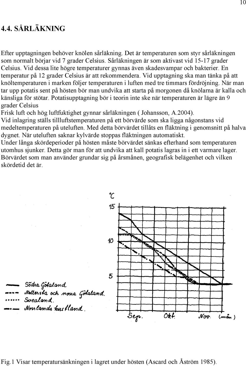 Vid upptagning ska man tänka på att knöltemperaturen i marken följer temperaturen i luften med tre timmars fördröjning.