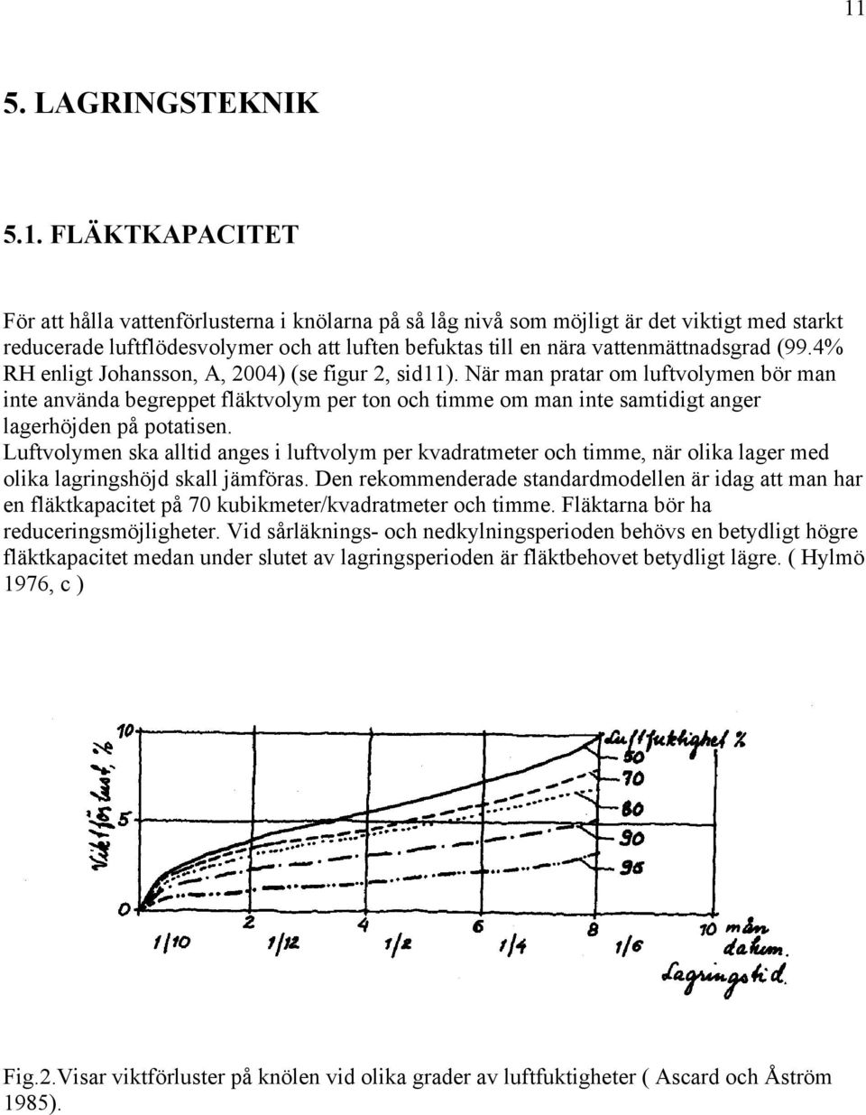 När man pratar om luftvolymen bör man inte använda begreppet fläktvolym per ton och timme om man inte samtidigt anger lagerhöjden på potatisen.