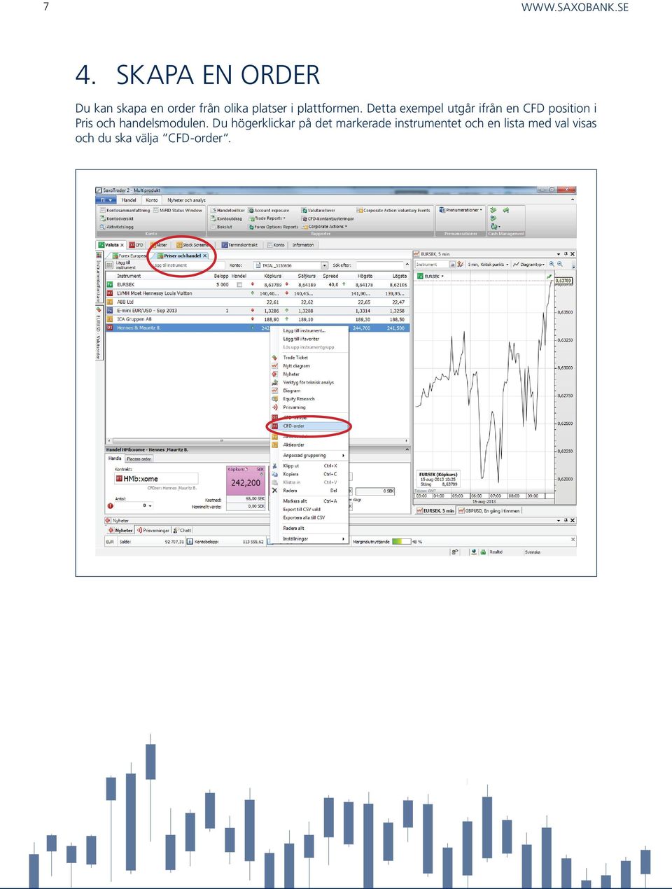 Detta exempel utgår ifrån en CFD position i Pris och