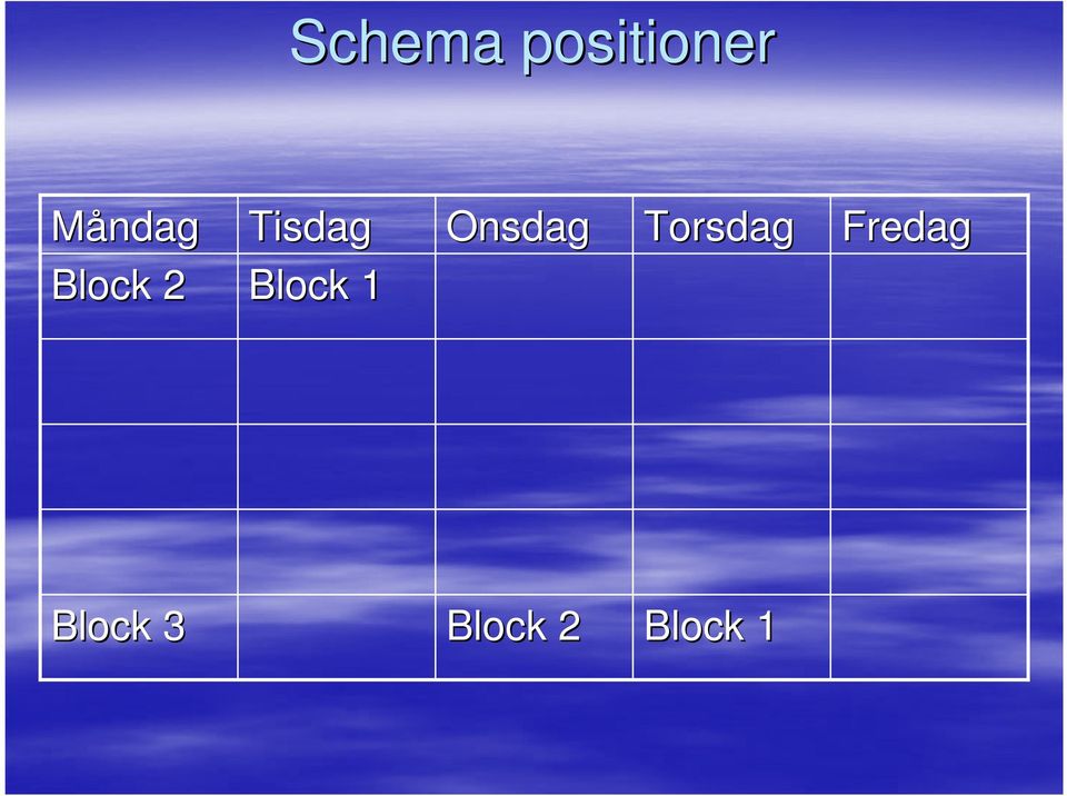 Block 1 Onsdag Torsdag