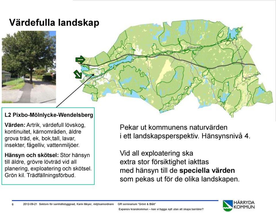 Trädfällningsförbud. Pekar ut kommunens naturvärden i ett landskapsperspektiv. Hänsynsnivå 4.