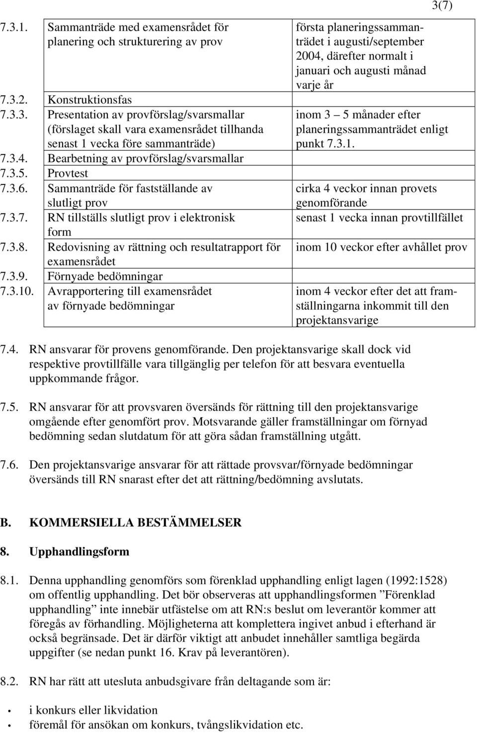 Redovisning av rättning och resultatrapport för examensrådet 7.3.9. Förnyade bedömningar 7.3.10.