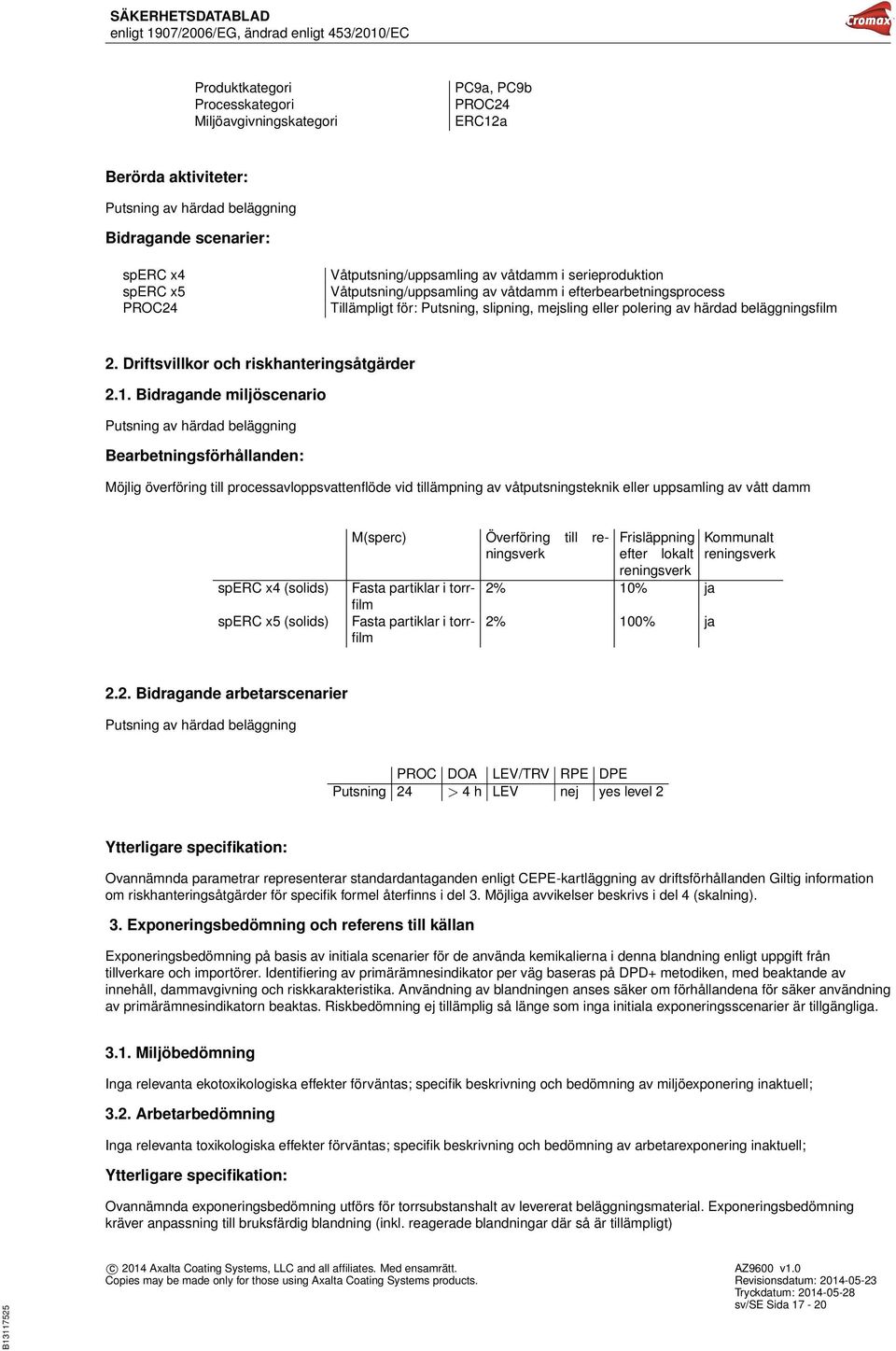 2. Driftsvillkor och riskhanteringsåtgärder 2.1.