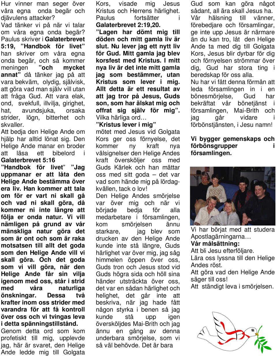 man själv vill utan att fråga Gud. Att vara elak, ond, svekfull, illvilja, girighet, hat, avundsjuka, orsaka strider, lögn, bitterhet och skvaller.
