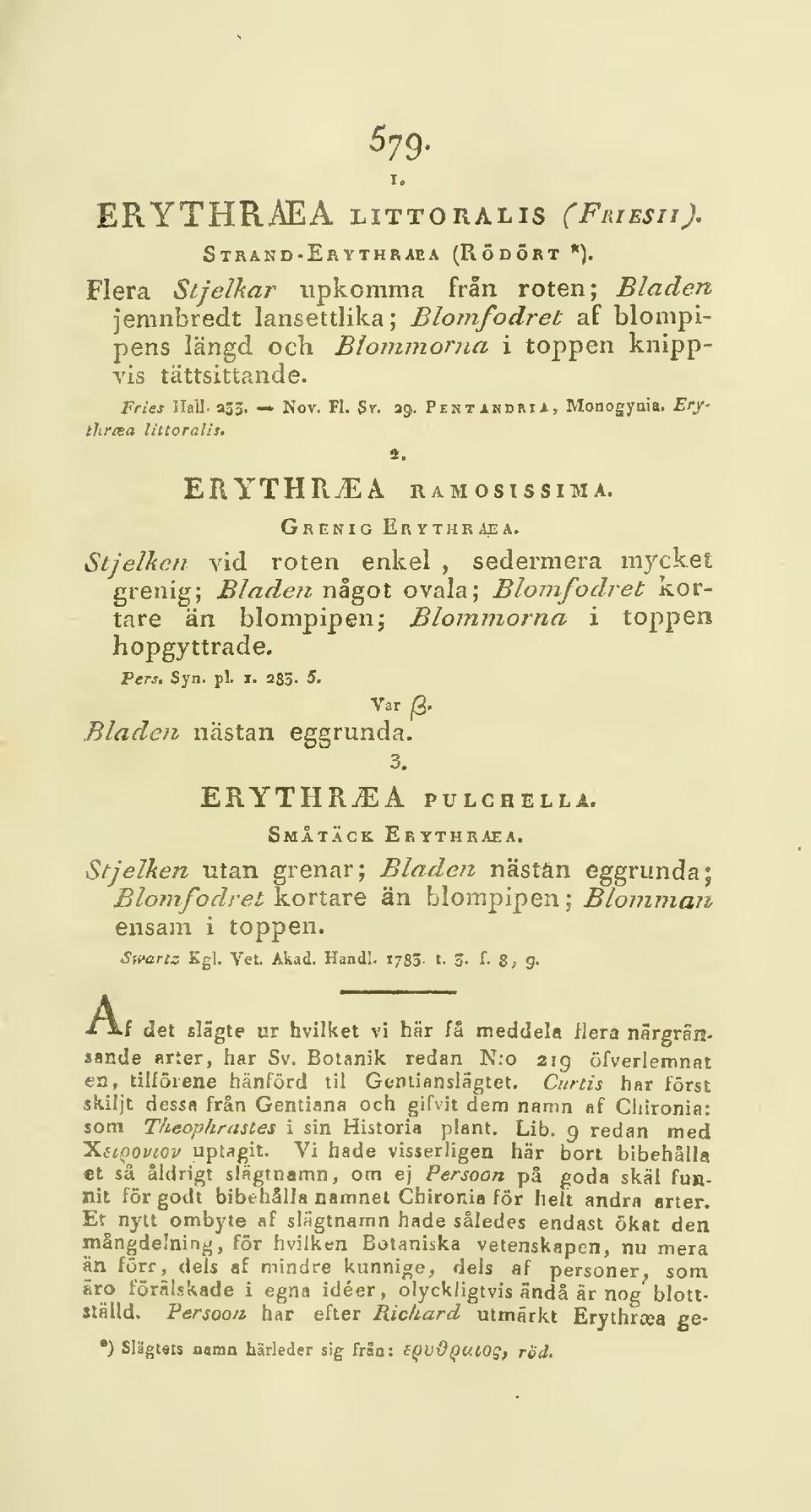 Pen t and Ri a, Monogynia. Erythrcea littoralis. 3. ERYTHR^A ramosissima. Grenig Erythraea.