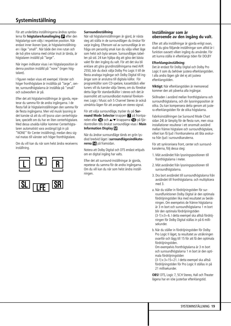 När ingen indikator visas i en högtalarposition är denna position inställd på none (ingen högtalare). I figuren nedan visas ett exempel.