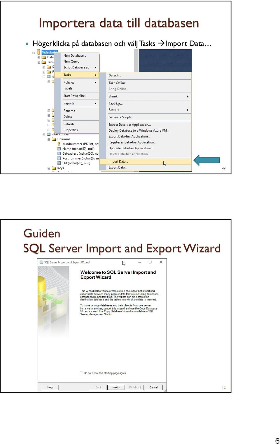 Guiden SQL Server Import and Export Wizard