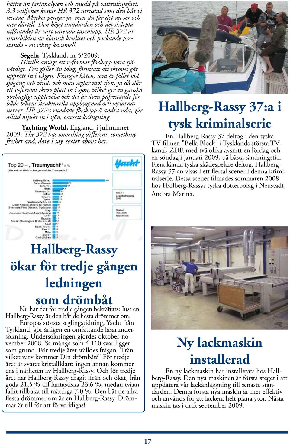 Segeln, Tyskland, nr 5/2009: Hittills ansågs ett v-format förskepp vara sjövärdigt. Det gäller än idag, förutsatt att skrovet går upprätt in i vågen.