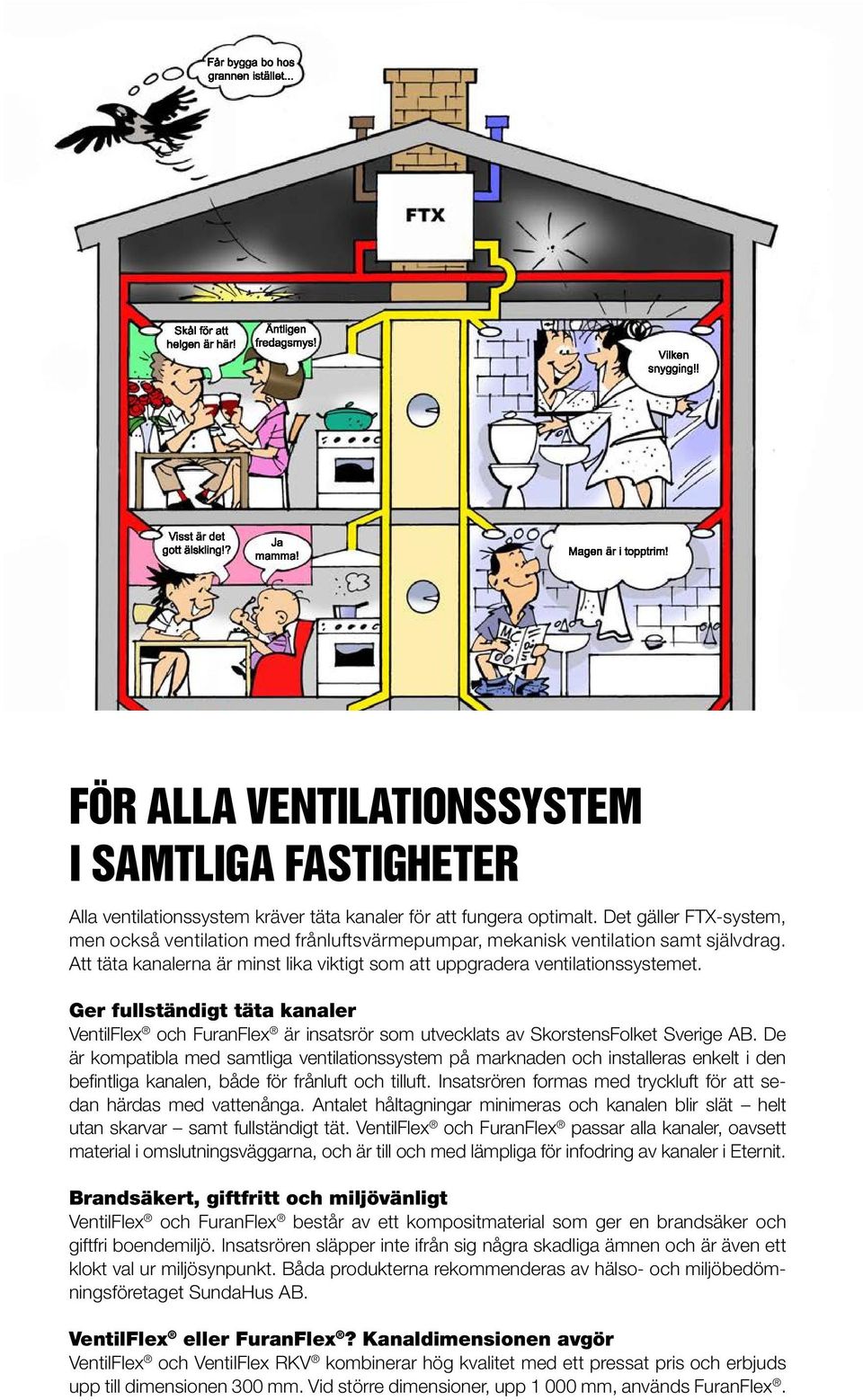 Det gäller FTX-system, men också ventilation med frånluftsvärmepumpar, mekanisk ventilation samt självdrag. Att täta kanalerna är minst lika viktigt som att uppgradera ventilationssystemet.