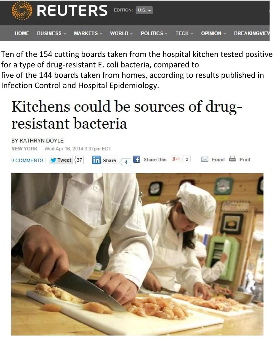 coli bacteria, compared to five of the 144 boards taken from