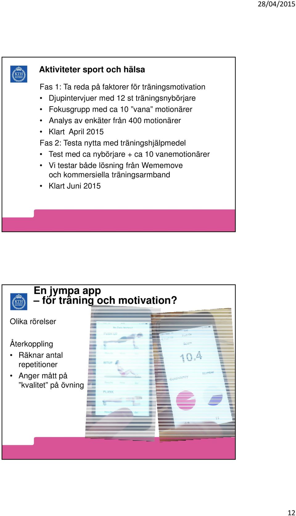 träningshjälpmedel Test med ca nybörjare + ca 10 vanemotionärer Vi testar både lösning från Wememove och kommersiella