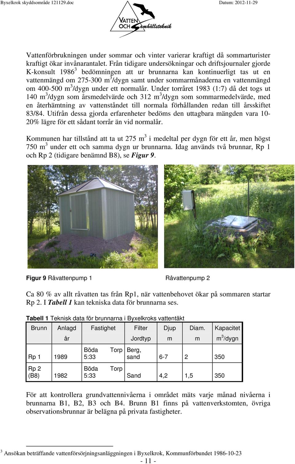 vattenmängd om 400-500 m 3 /dygn under ett normalår.