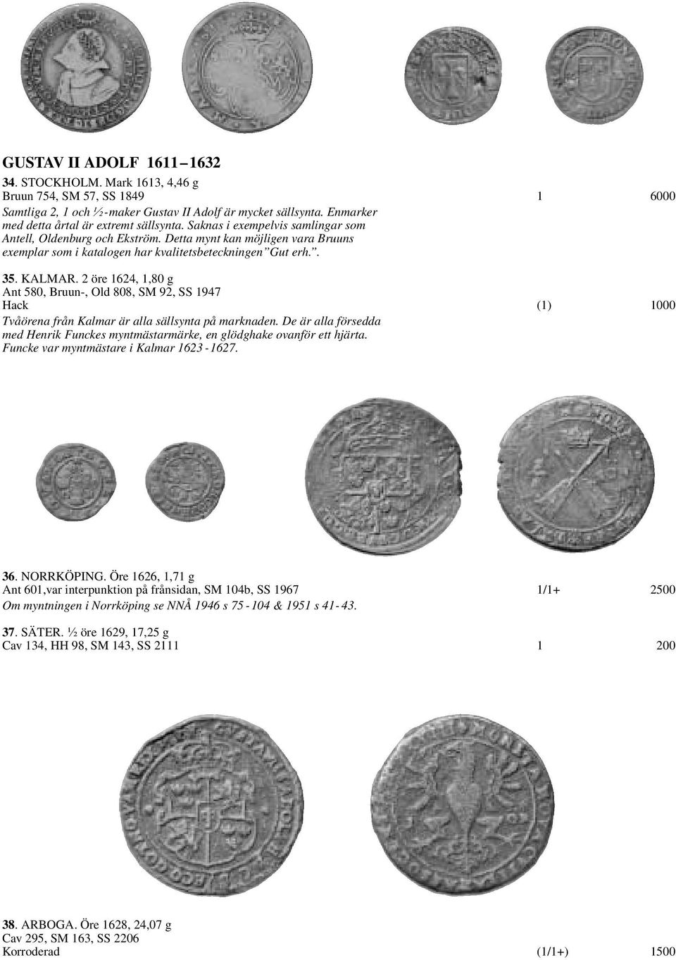 Detta mynt kan möjligen vara Bruuns exemplar som i katalogen har kvalitetsbeteckningen Gut erh.. 35. KALMAR.
