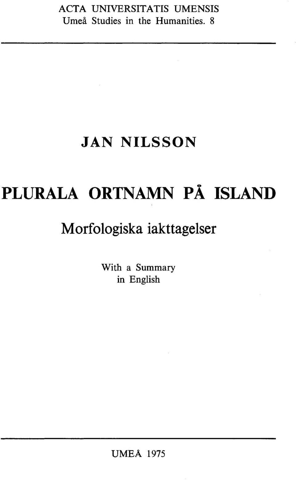 8 JAN NILSSON PLURALA ORTNAMN PÅ ISLAND