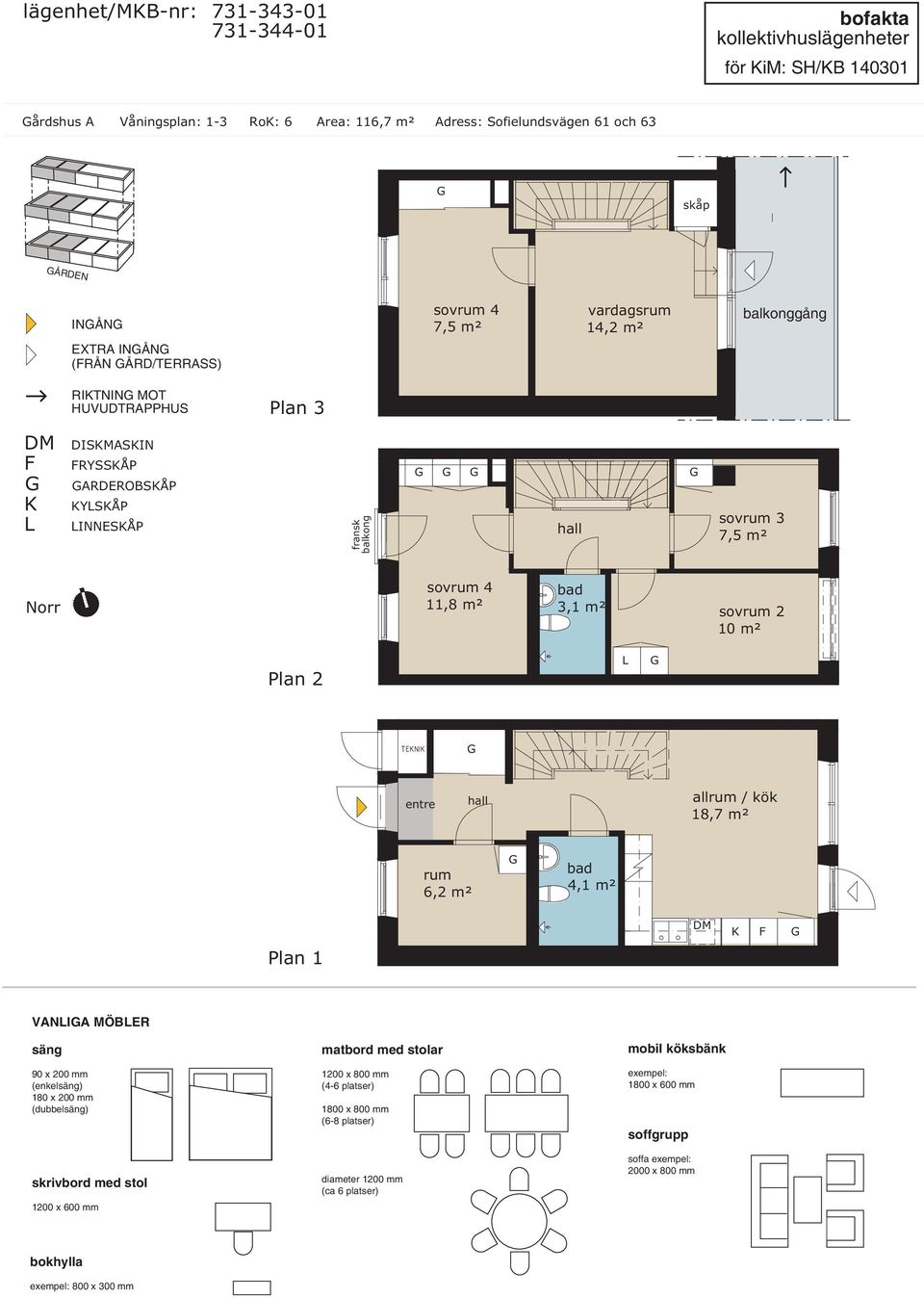 RITNIN MOT Plan 3 DISMASIN RYSSÅP ARDEROBSÅP YSÅP INNESÅP fransk balkong sovrum 3 7,5 m² sovrum 4 11,8 m²
