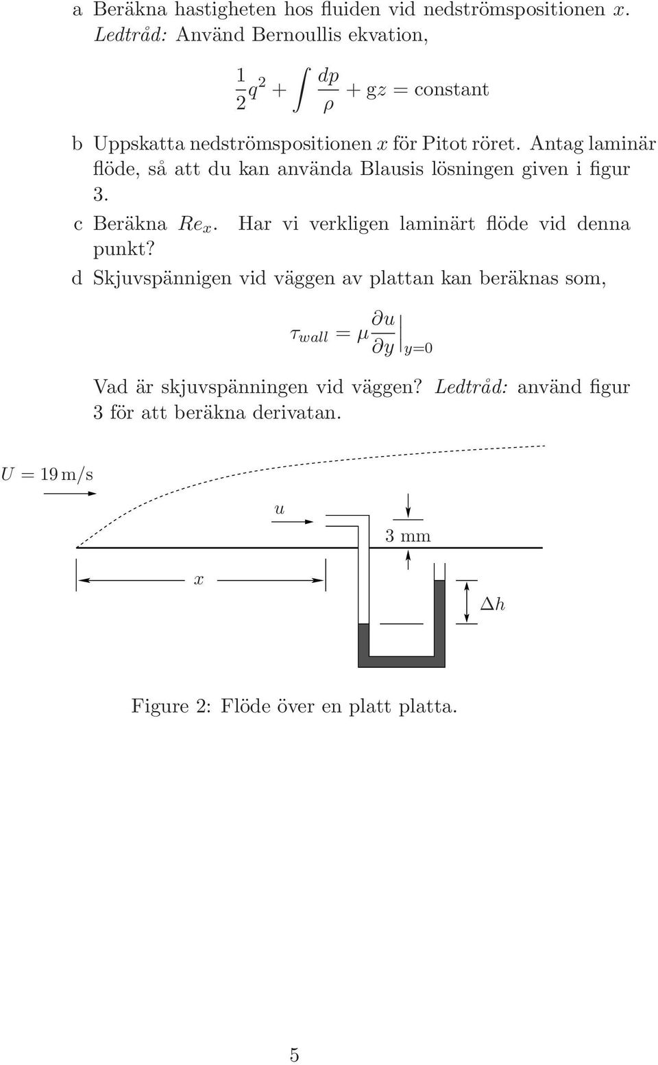 Antag laminär flöde, så att du kan använda Blausis lösningen given i figur 3. c Beräkna Re x.