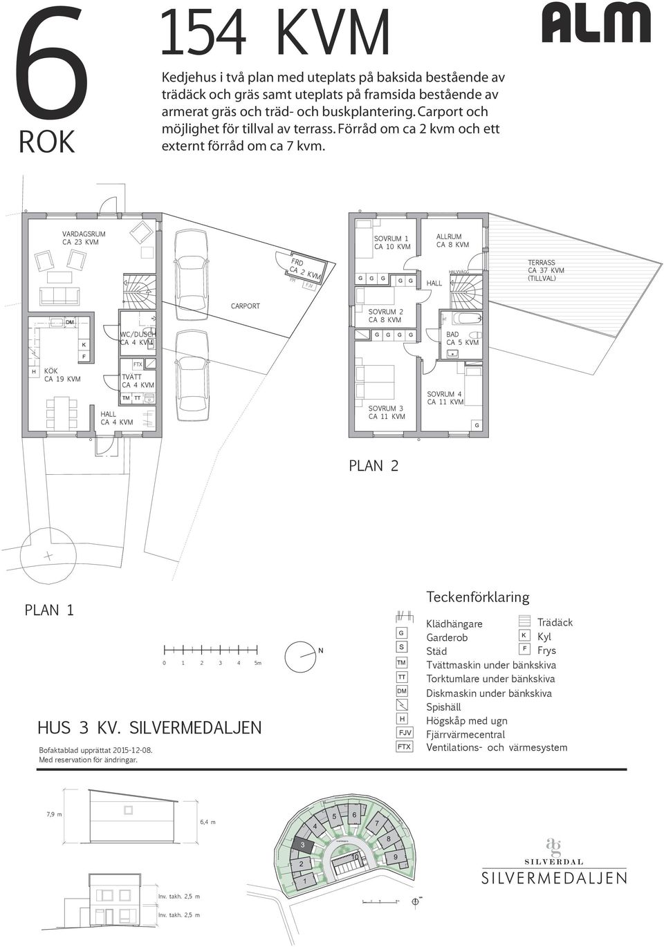 Förråd om ca 2 kvm och ett externt förråd om ca 7 kvm.