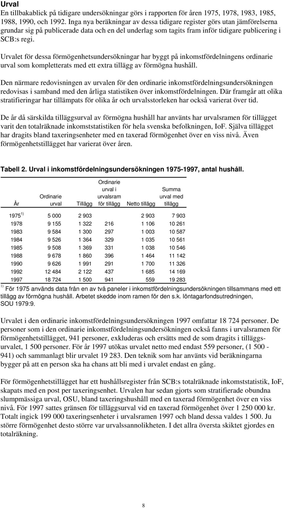 Urvalet för dessa förmögenhetsundersökningar har byggt på inkomstfördelningens ordinarie urval som kompletterats med ett extra tillägg av förmögna hushåll.