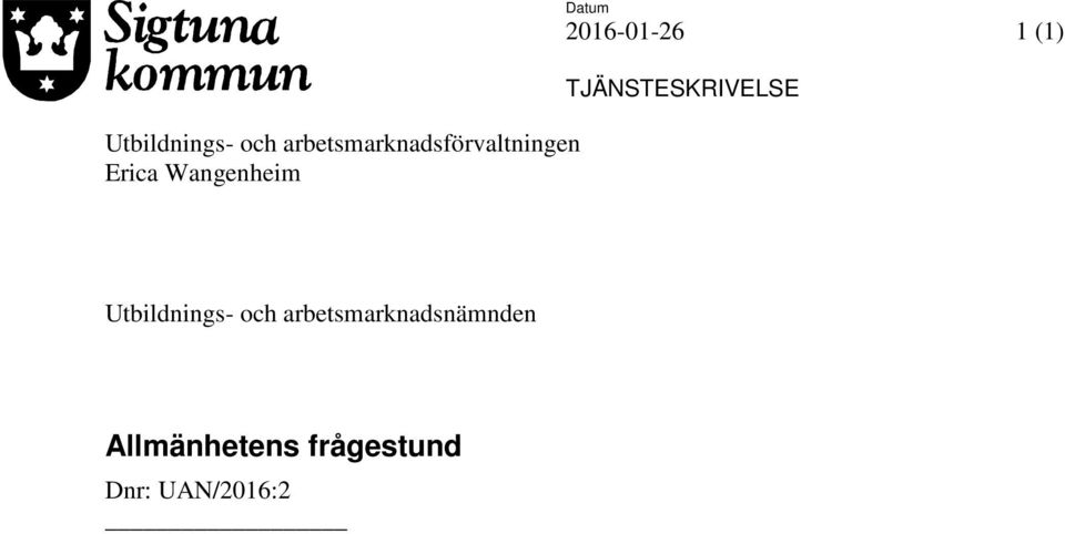 TJÄNSTESKRIVELSE Utbildnings- och