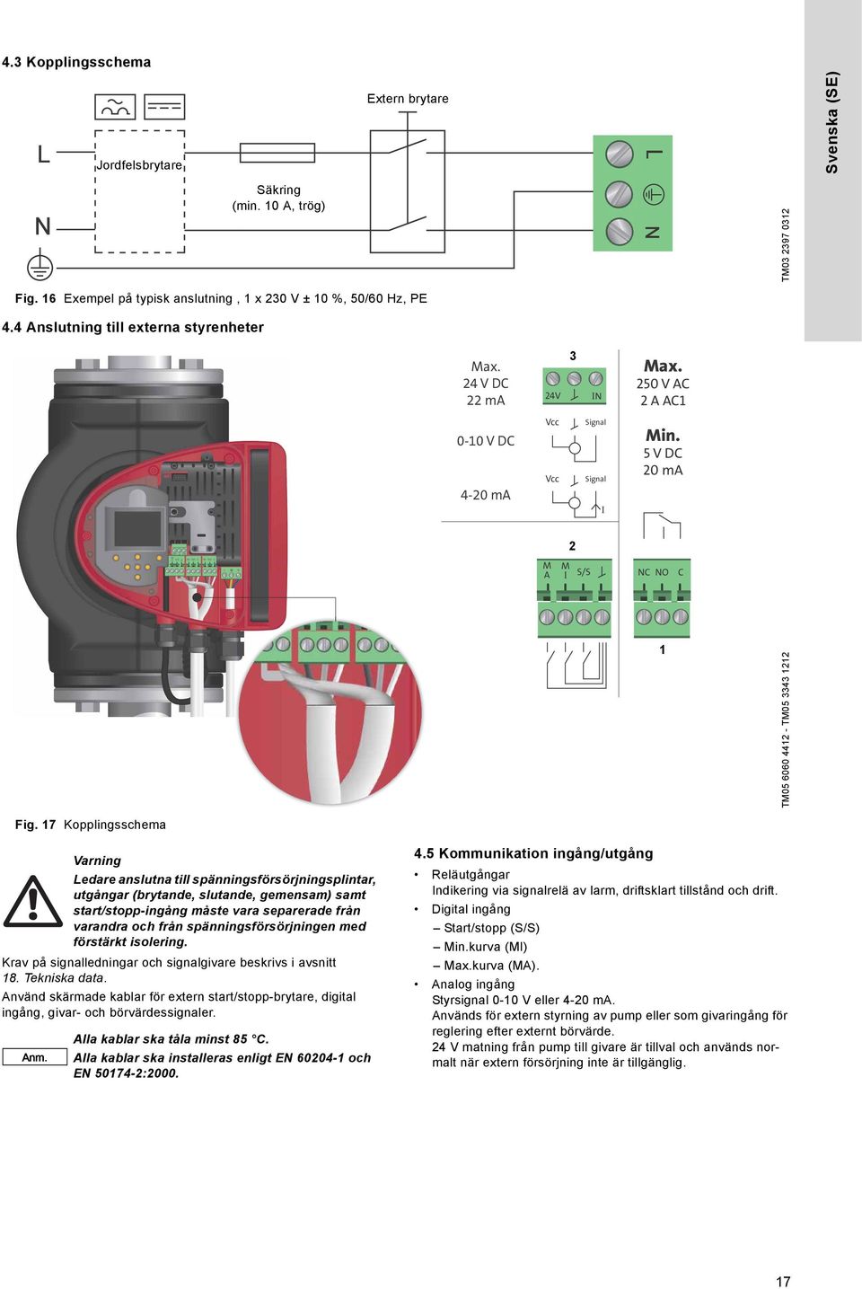 5 V DC 20 ma 2 M A M I S/S NC NO C 1 TM05 6060 4412 - TM05 3343 1212 Fig.