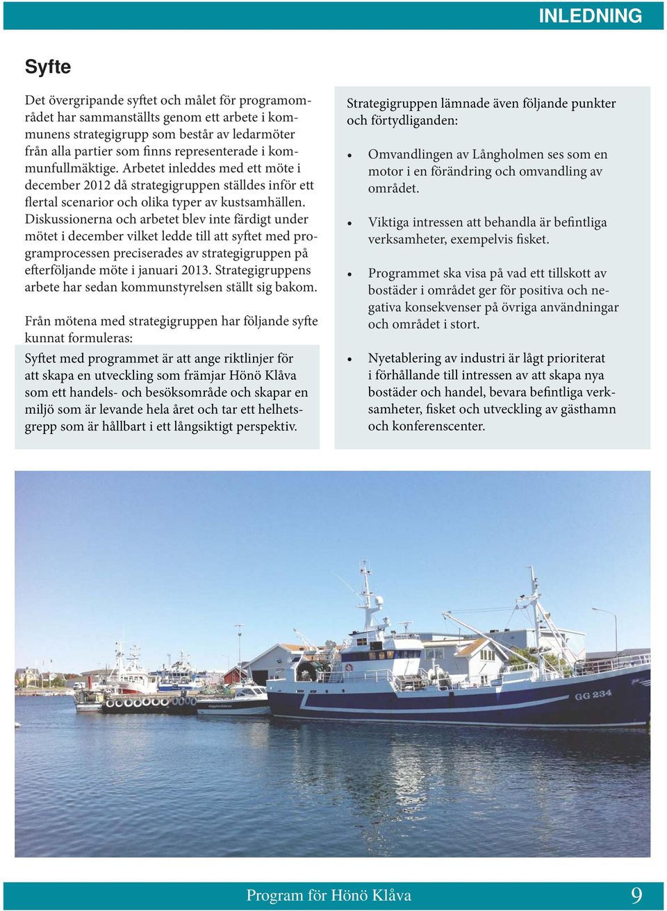Diskussionerna och arbetet blev inte färdigt under mötet i december vilket ledde till att syftet med programprocessen preciserades av strategigruppen på efterföljande möte i januari 2013.