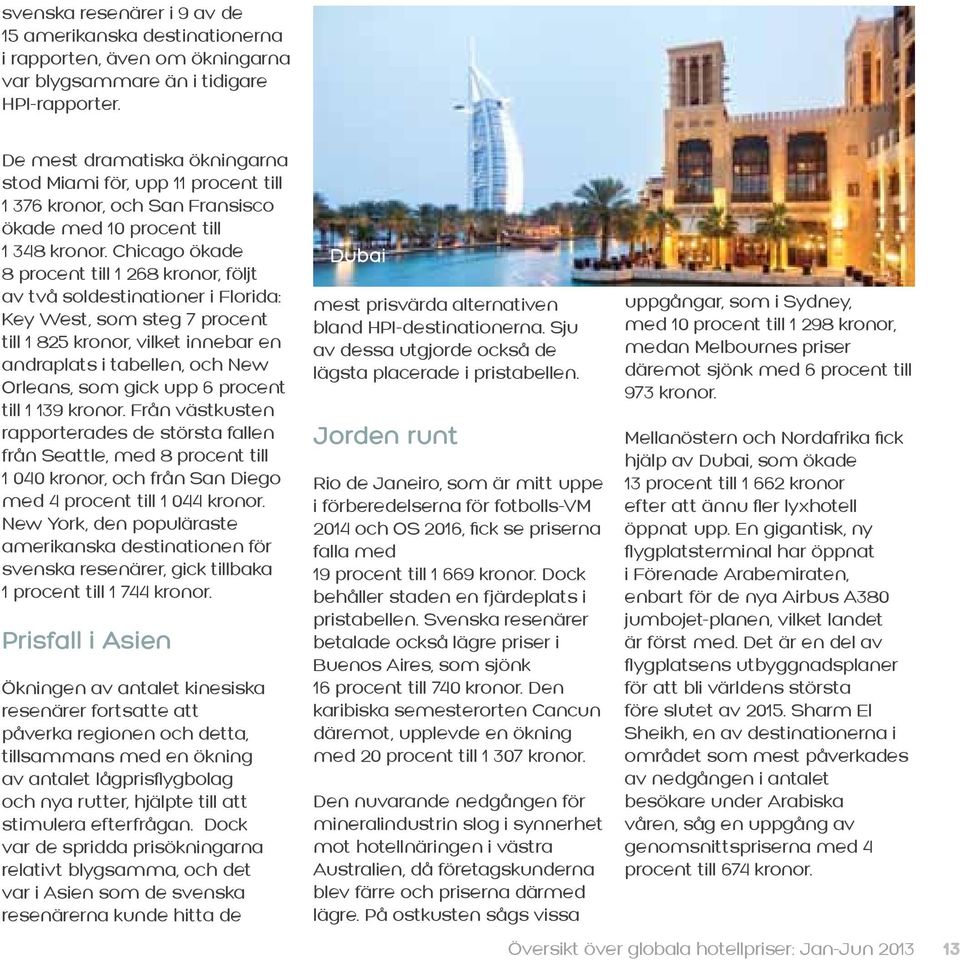 Chicago ökade 8 procent till 1 268 kronor, följt av två soldestinationer i Florida: Key West, som steg 7 procent till 1 825 kronor, vilket innebar en andraplats i tabellen, och New Orleans, som gick