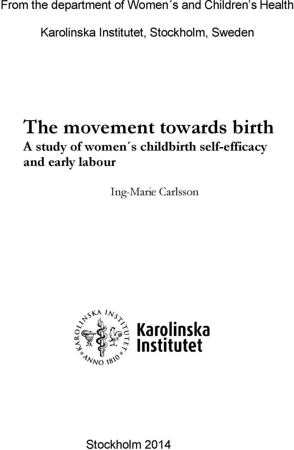 towards birth A study of women s childbirth