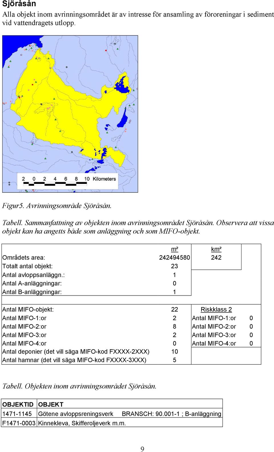 m² km² Områdets area: 242494580 242 Totalt antal objekt: 23 Antal avloppsanläggn.