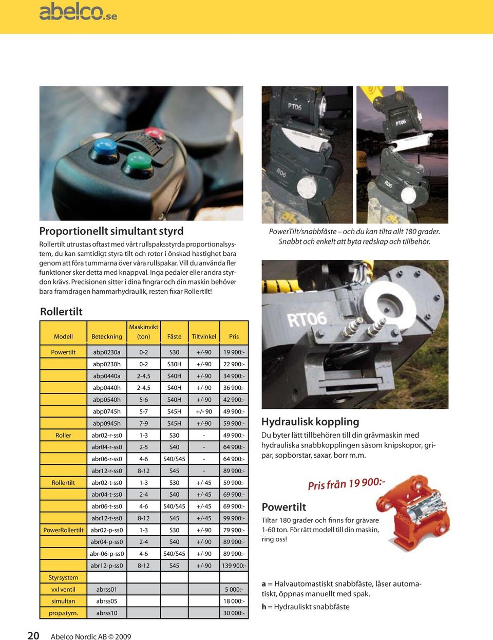 Precisionen sitter i dina fingrar och din maskin behöver bara framdragen hammarhydraulik, resten fixar Rollertilt! PowerTilt/snabbfäste och du kan tilta allt 180 grader.