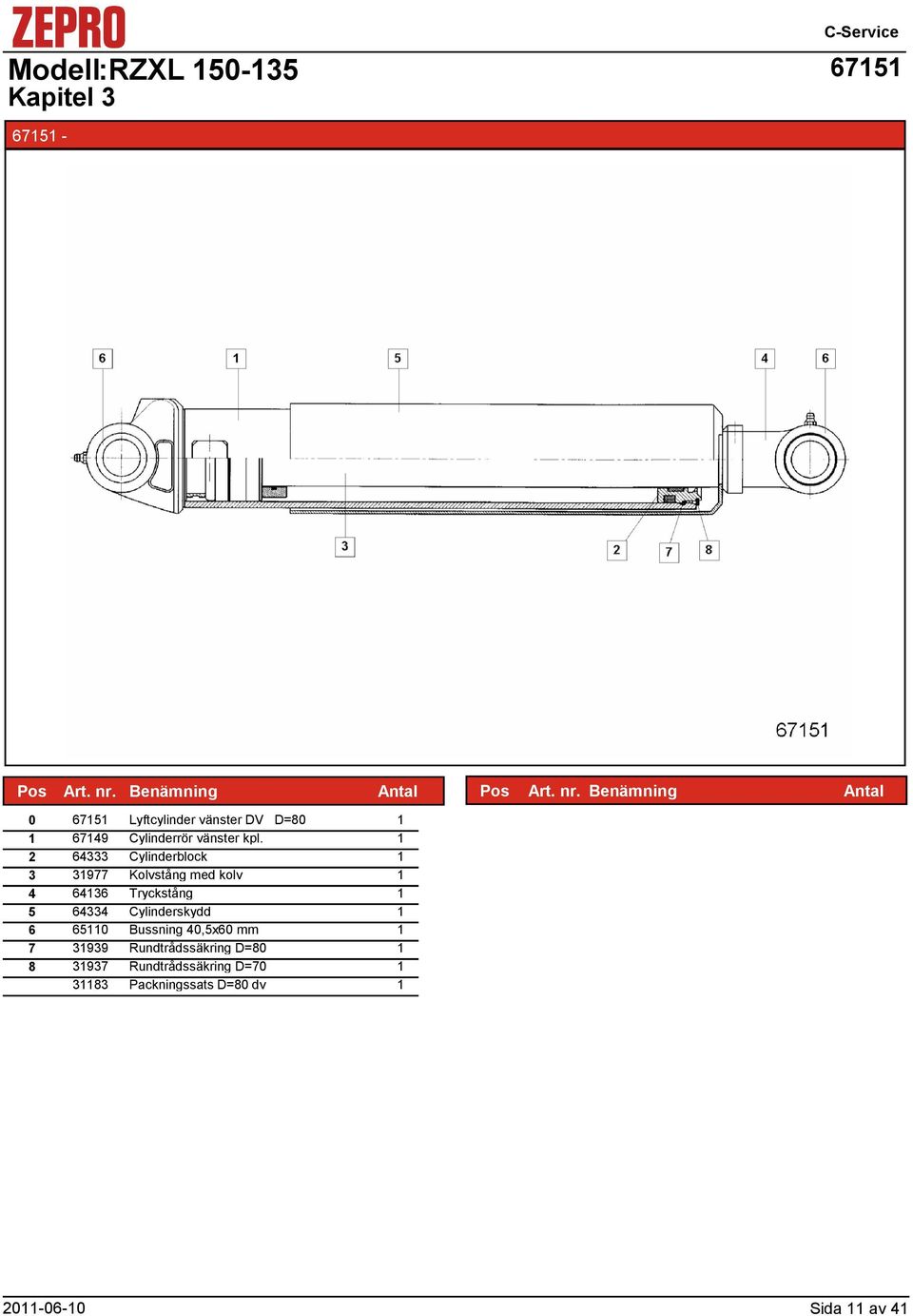 2 64333 Cylinderblock 3 3977 Kolvstång med kolv 4 6436 Tryckstång 5 64334