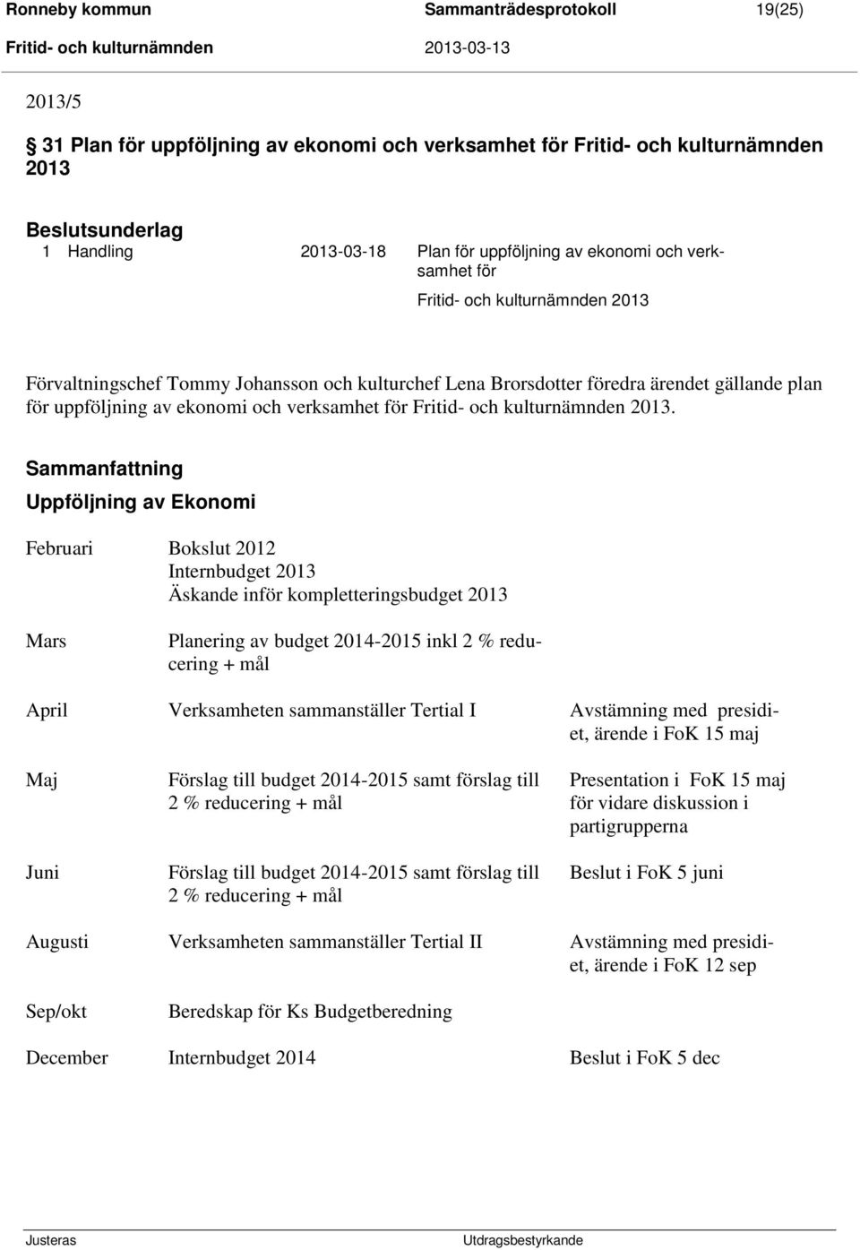 Fritid- och kulturnämnden 2013.