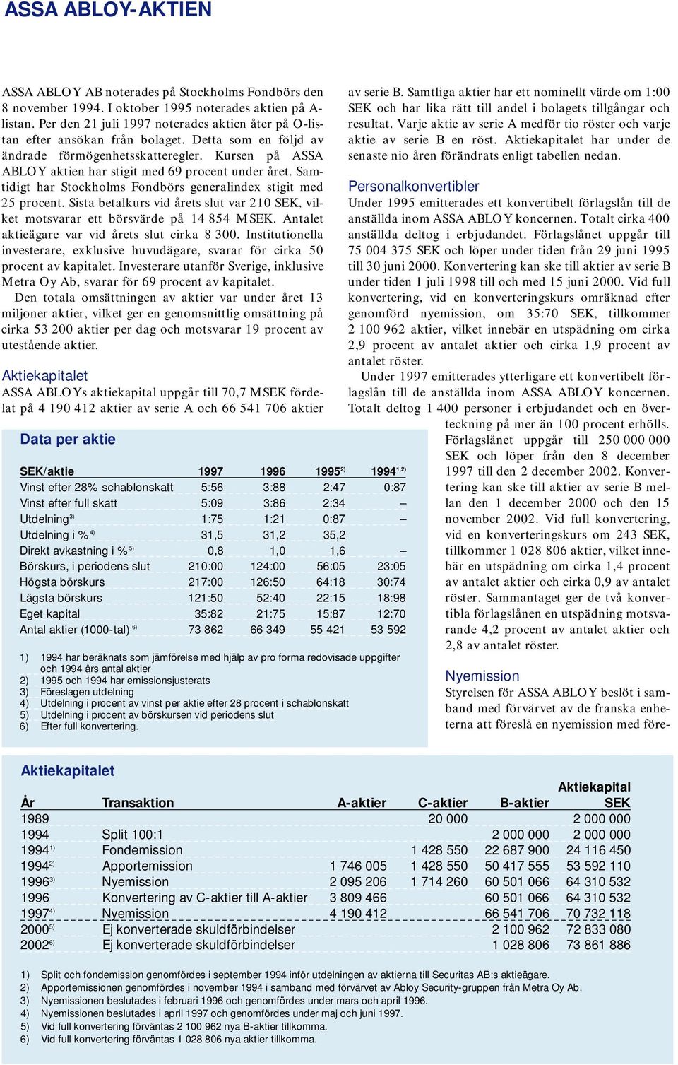 Kursen på ASSA ABLOY aktien har stigit med 69 procent under året. Samtidigt har Stockholms Fondbörs generalindex stigit med 25 procent.