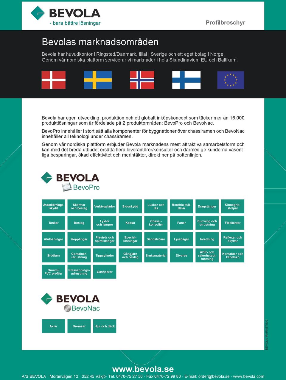 000 produktlösningar som är fördelade på 2 produktområden: BevoPro och BevoNac.