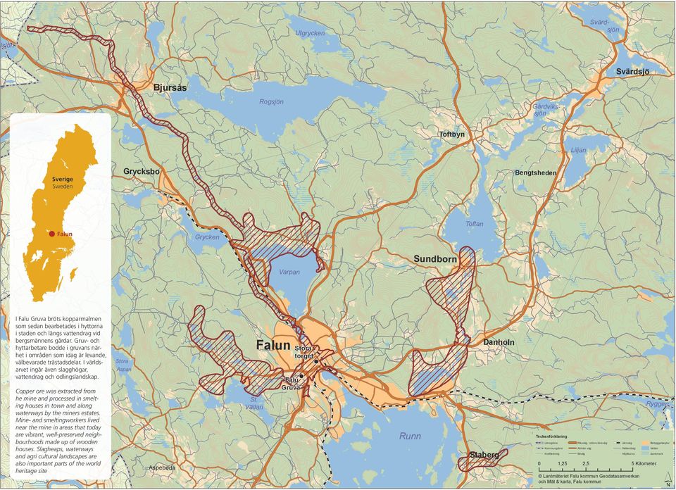 I världsarvet ingår även slagghögar, vattendrag och odlingslandskap.