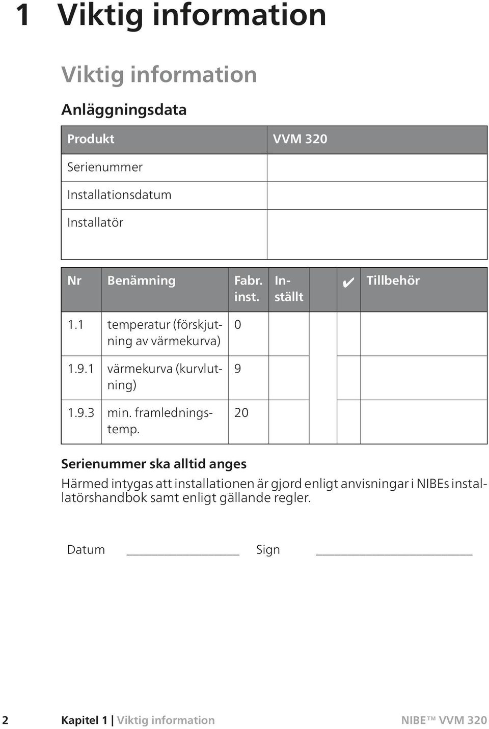 1 värmekurva (kurvlutning) 9 1.9.3 min. framledningstemp.